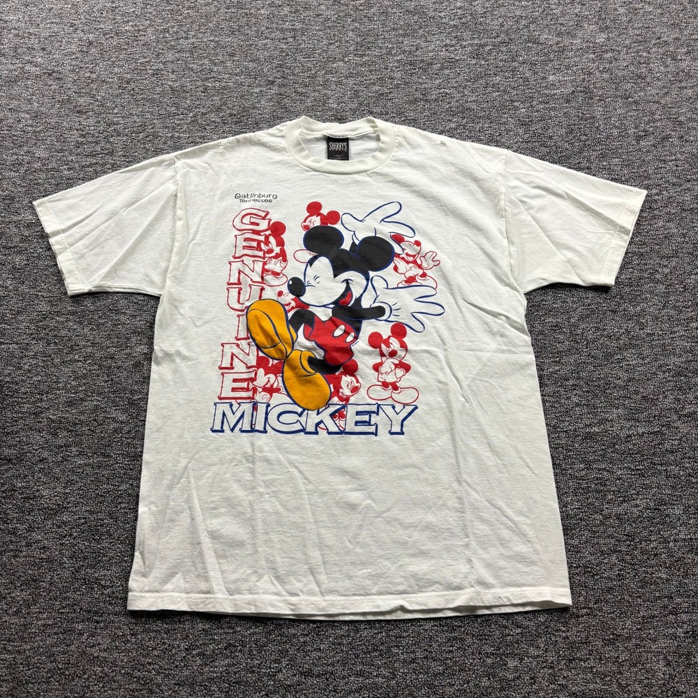 Vintage 1990s Sherry's Best Mickey Mouse Gatlinburg Graphic White T-Shirt XL
